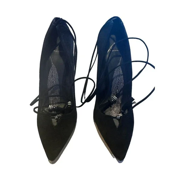 Brian Atwood Hanna Black Suede Heels Pumps Size 10 - Picture 2 of 12